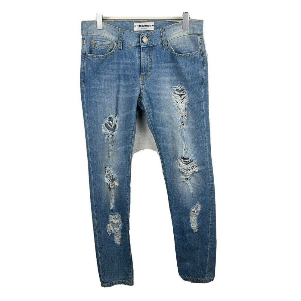 Etienne Marcel Jeans 26 Womens Blue Distressed Skinny Low Rise Denim Cotton